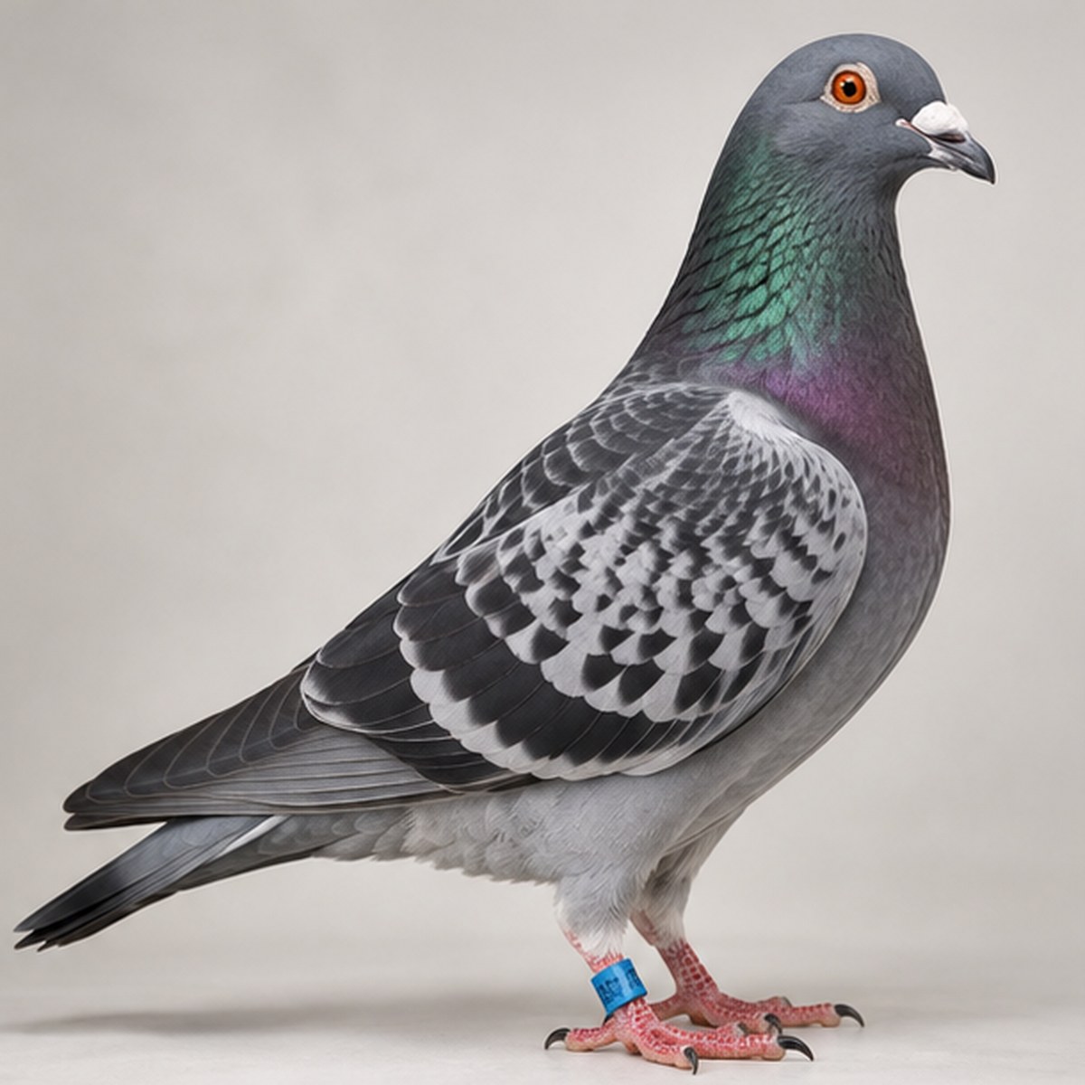 Representative dark check racing pigeon